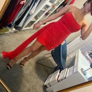 Elegant Red Strapless Dress